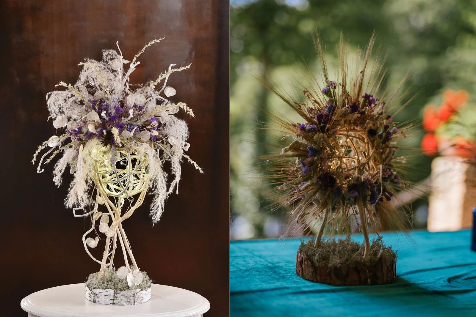 Rankų darbo vestovių stalo papuošimai Rankų darbo vestovių stalo papuošimai